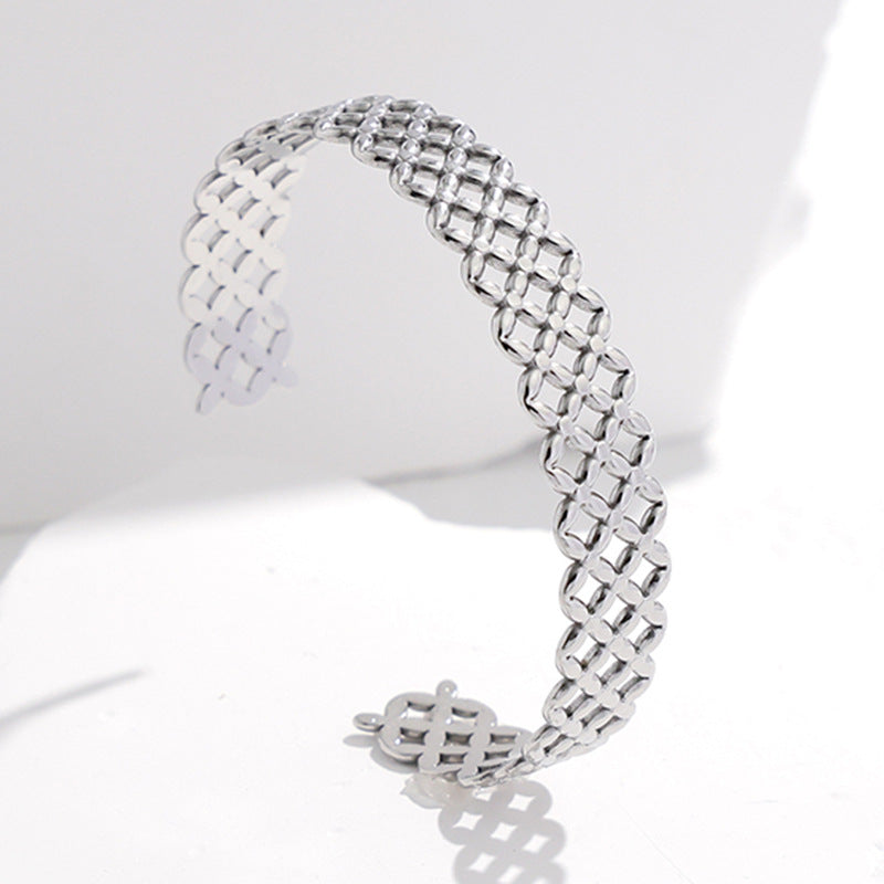 2 Pieces Expressive Stripe Stainless Steel Electroplating Bangles