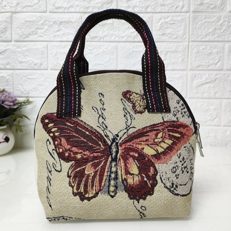 Women's Cotton And Linen Animal Cute Weave Shell Zipper Handbag