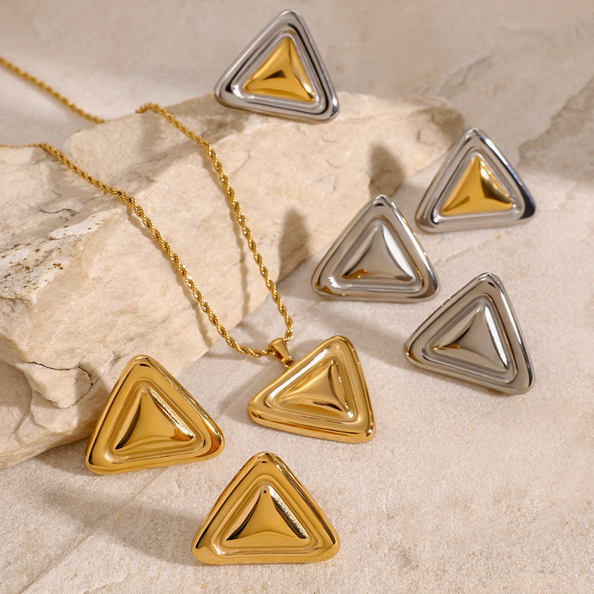 Stainless Steel Triangle Earrings Niche Earrings Titanium Steel Earrings