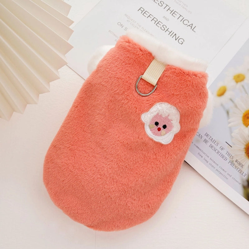 Thickened Warm Franece Velvet Embroidered Little Sheep Pet Clothes For Dogs Cats Autumn/winter Season