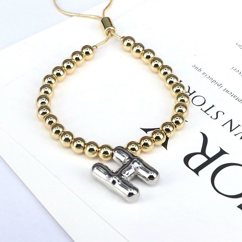 Copper Gold Plated Vintage Style Minimalist Plating Letter Bracelets