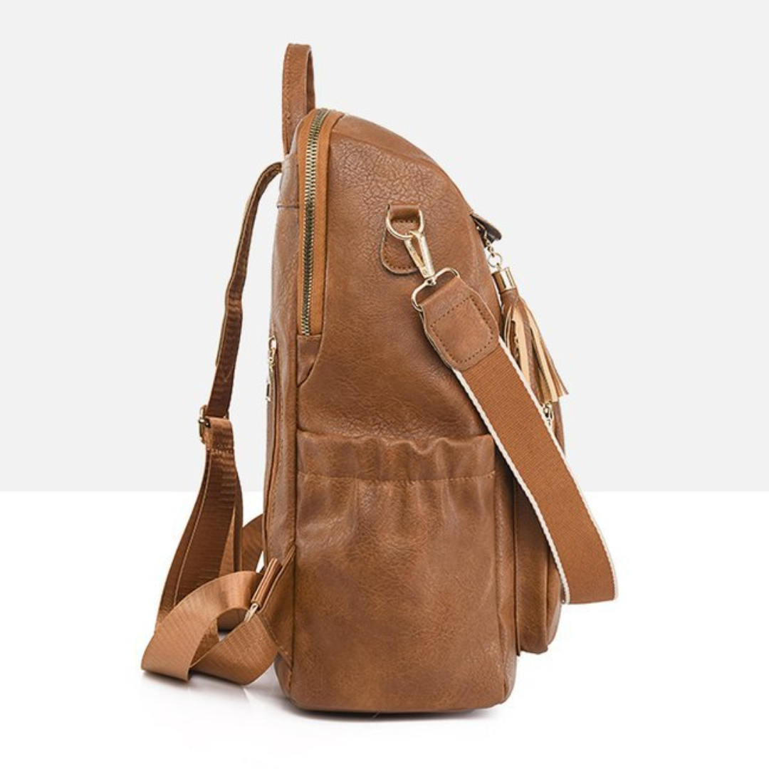 Retro  Soft Leather Multi-Compartment Ladies Backpack