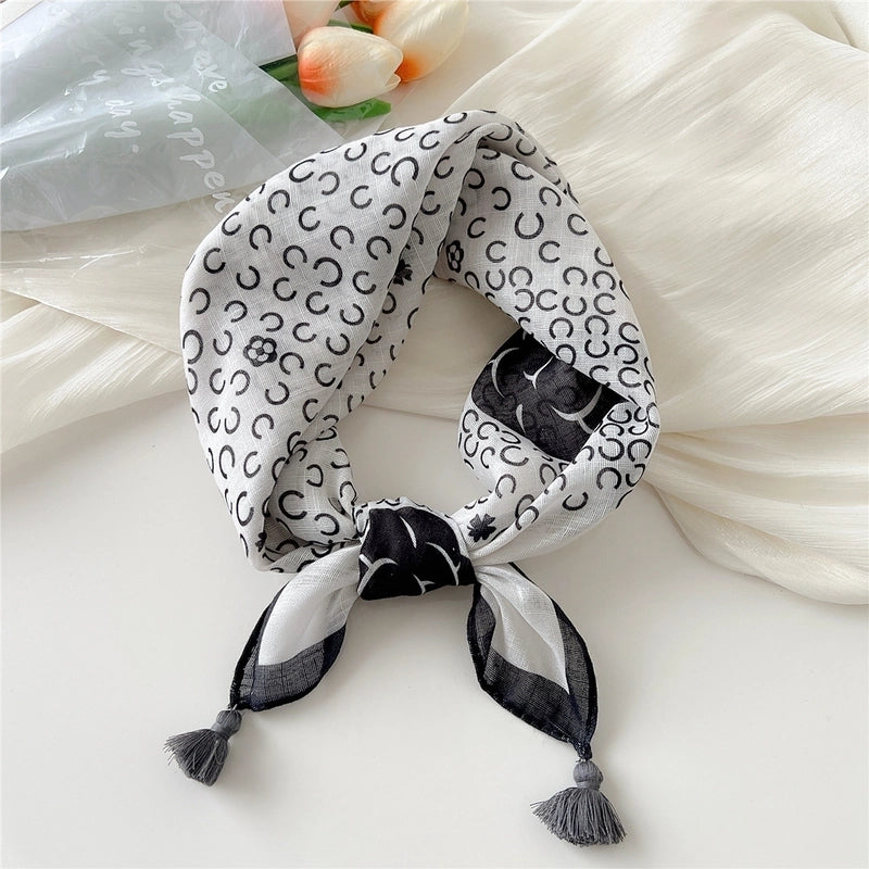 Women's Elegant Minimalist Flower Cotton And Linen Silk Scarf