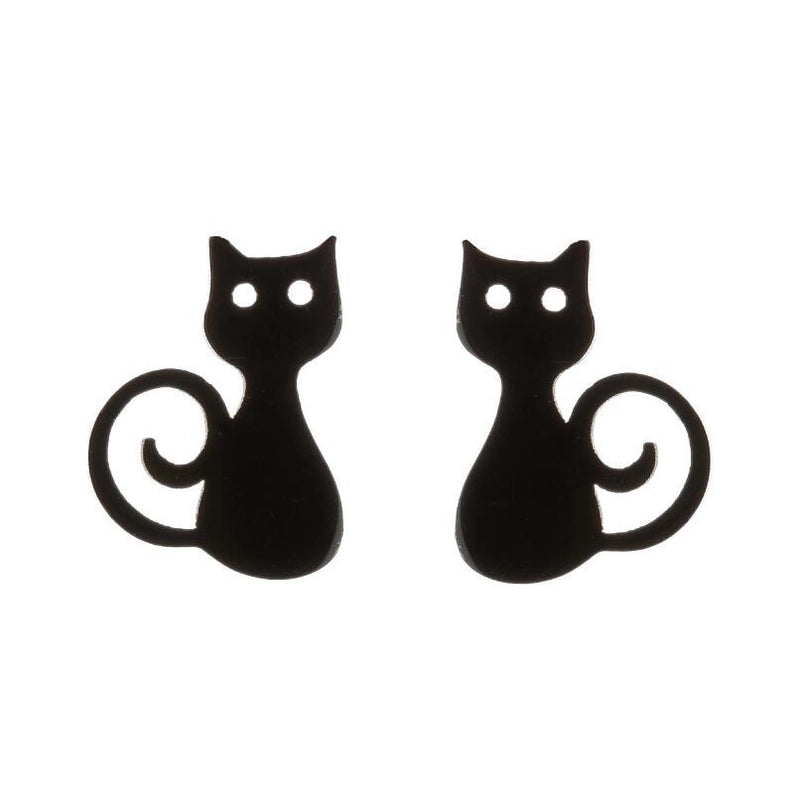 1 Pair Cute Cat Plating 304 Stainless Steel 18K Gold Plated Ear Studs