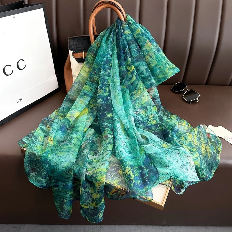 Spring And Summer New Yourou Silk Scarf Large Size Printed Beach Towel Dot Travel Vacation Sunscreen Scarf Women's Spot