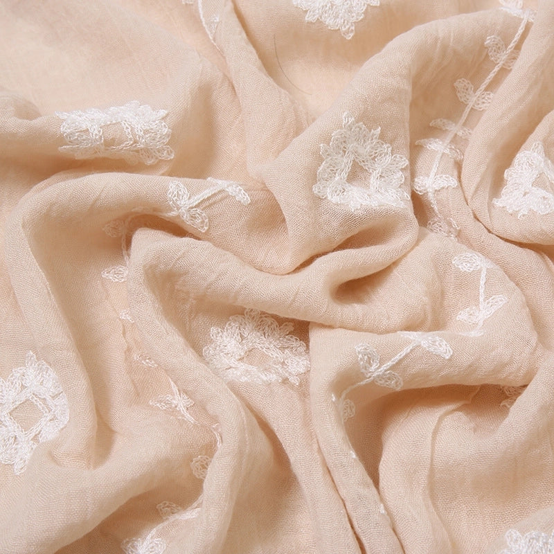 Women's Basic Retro Classic Style Flower Cotton Scarf