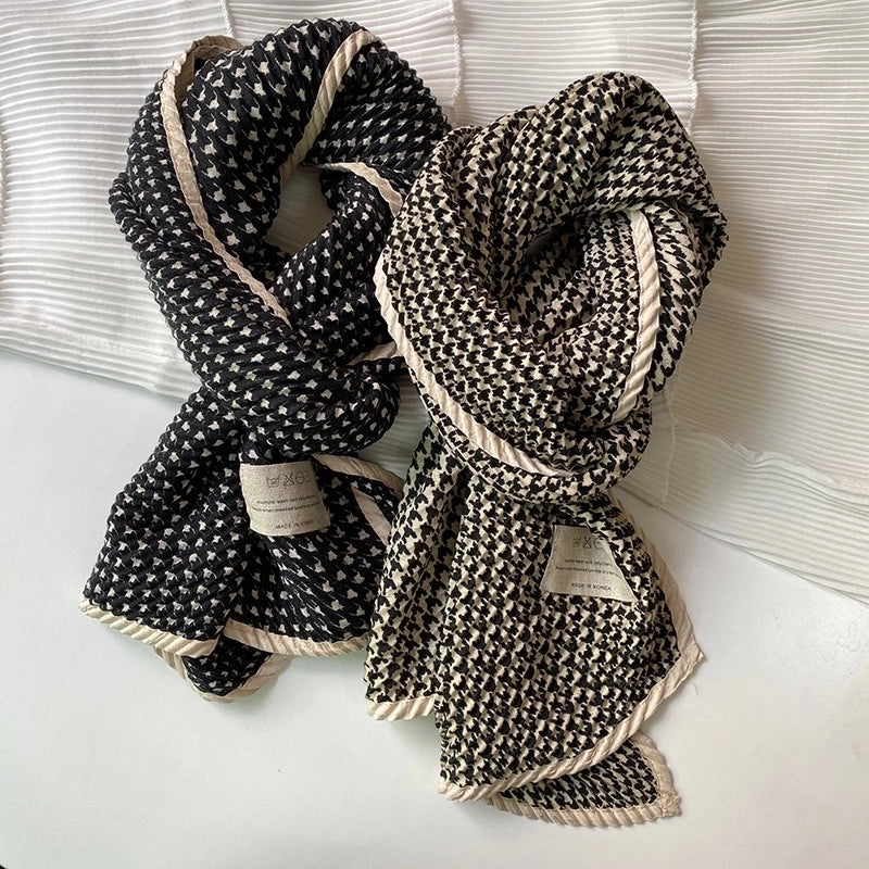 Women's Vintage Style Plaid Cotton And Linen Scarf