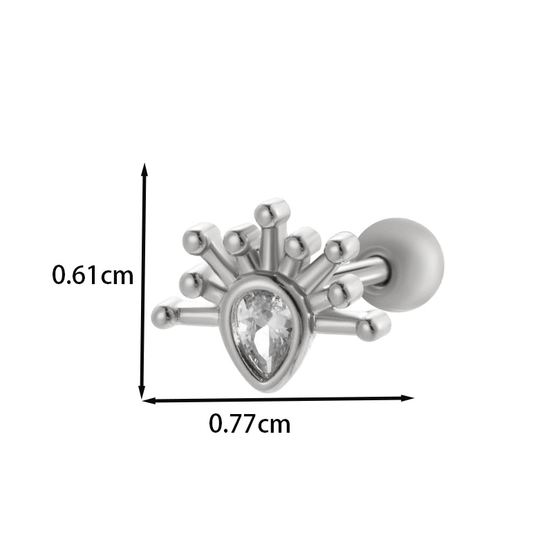1 Piece Ear Cartilage Rings & Studs IG Style French Style  Water Droplets Flower Copper Inlay Zircon