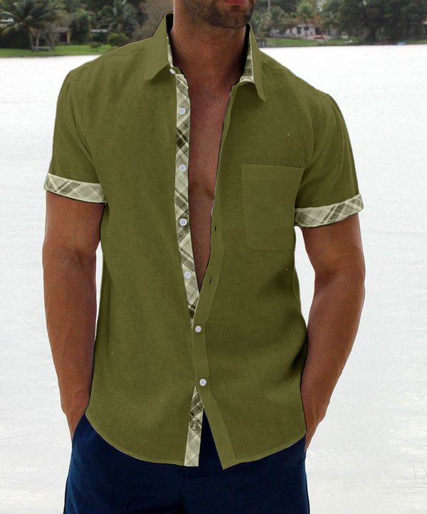 Men's Casual Plaid Collar Button Shirt