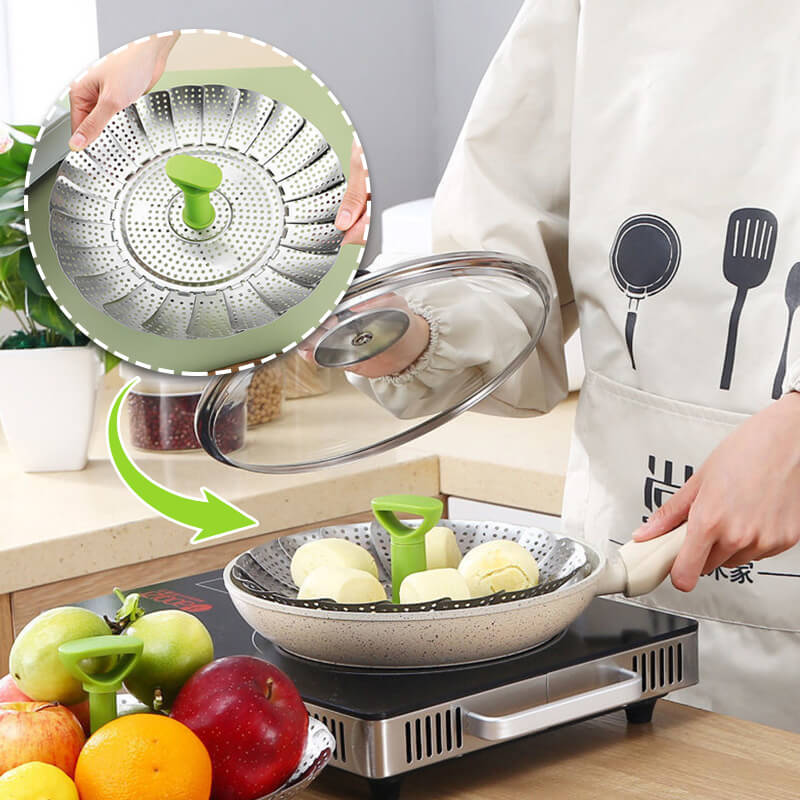 🧑‍🍳kitchen Artifact🥳Stainless steel folding vegetable steamer (🔥New Year's discount🔥)