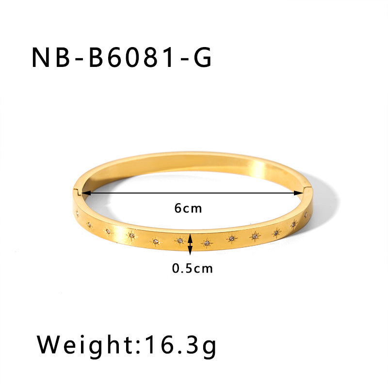 IG Style Pentagram Square Heart Octagram Stainless Steel Electroplating Bangles