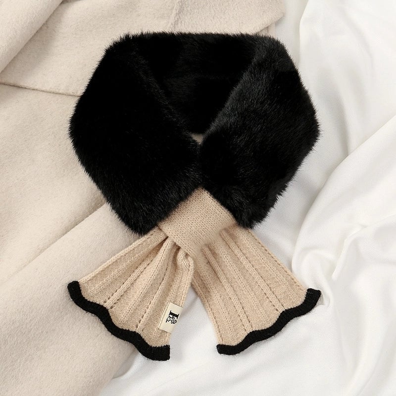 Women's Minimalist Classic Style Solid Color Faux Rabbit Fur Scarf