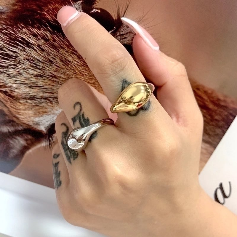 Fashion Solid Color 304 Stainless Steel Titanium Steel 18K Gold Plated Plating Rings