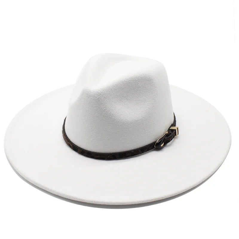 New Autumn And Winter Wool 9.5cm Big Brim Jazz Hat Men's And Women's Heart Top Chain Hat Felt Hat