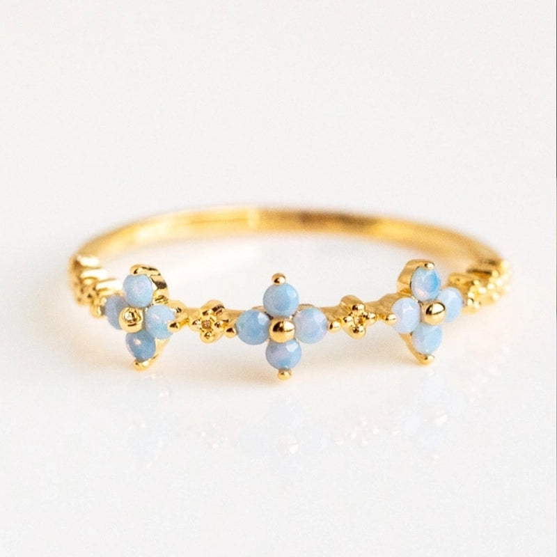 Copper 18K Gold Plated Inlay Geometric Zircon Open Rings
