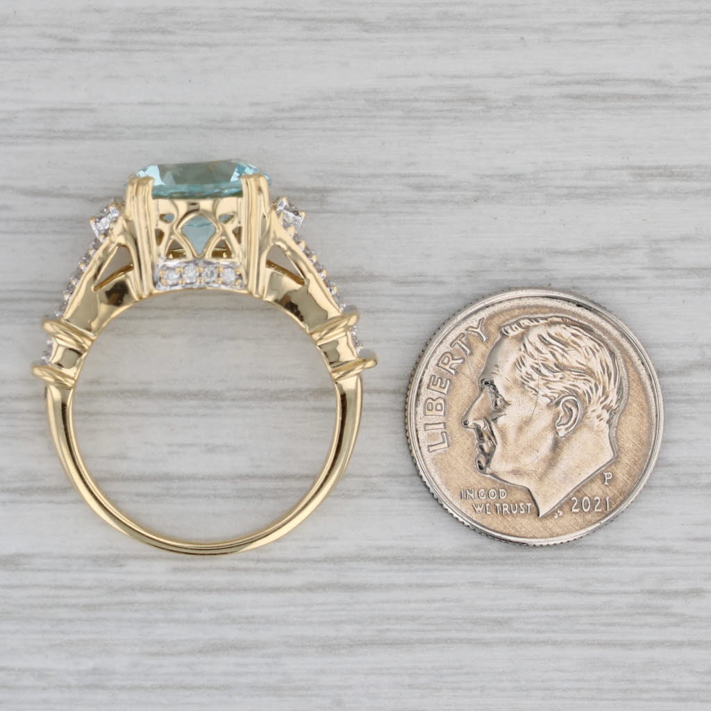 3.50ctw Aquamarine Diamond Ring 18k Yellow Gold Size 7.25