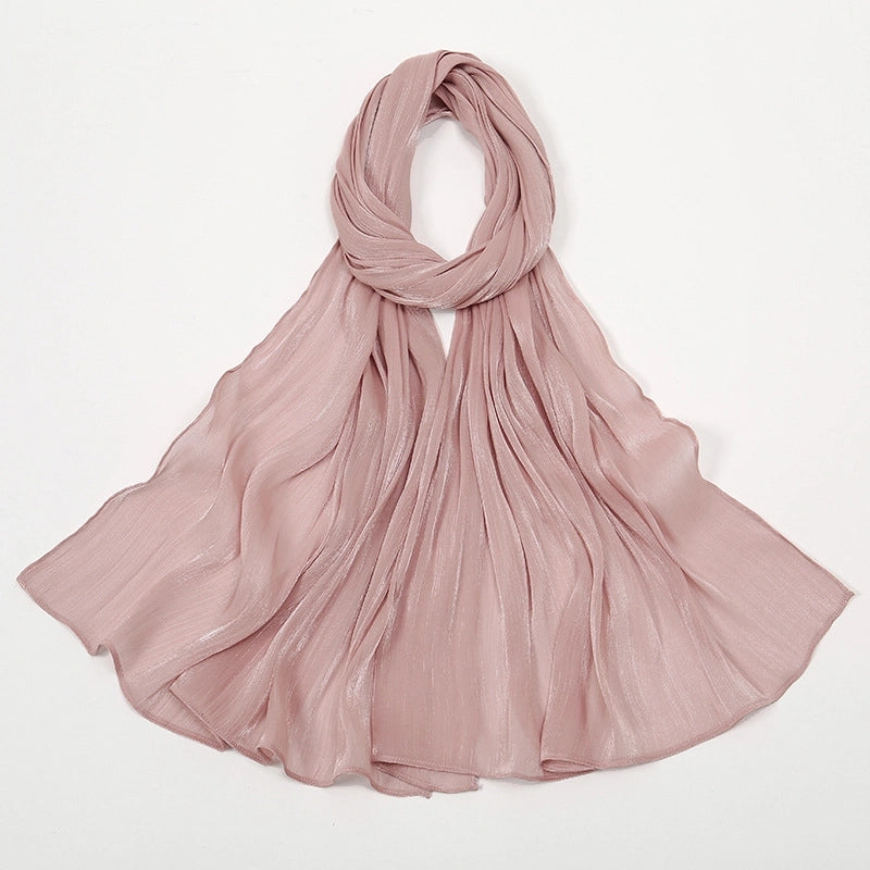 Women's Minimalist Solid Color Island Wrinkle Scarf Kerchief
