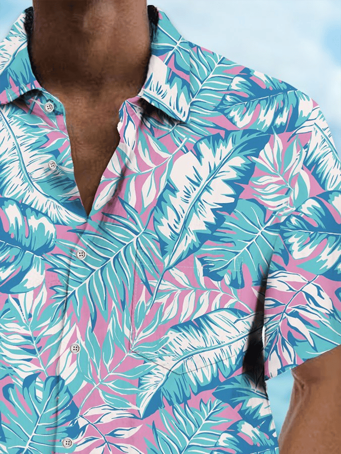 Men's Art Hawaiian Short Sleeve Pockets Shirt