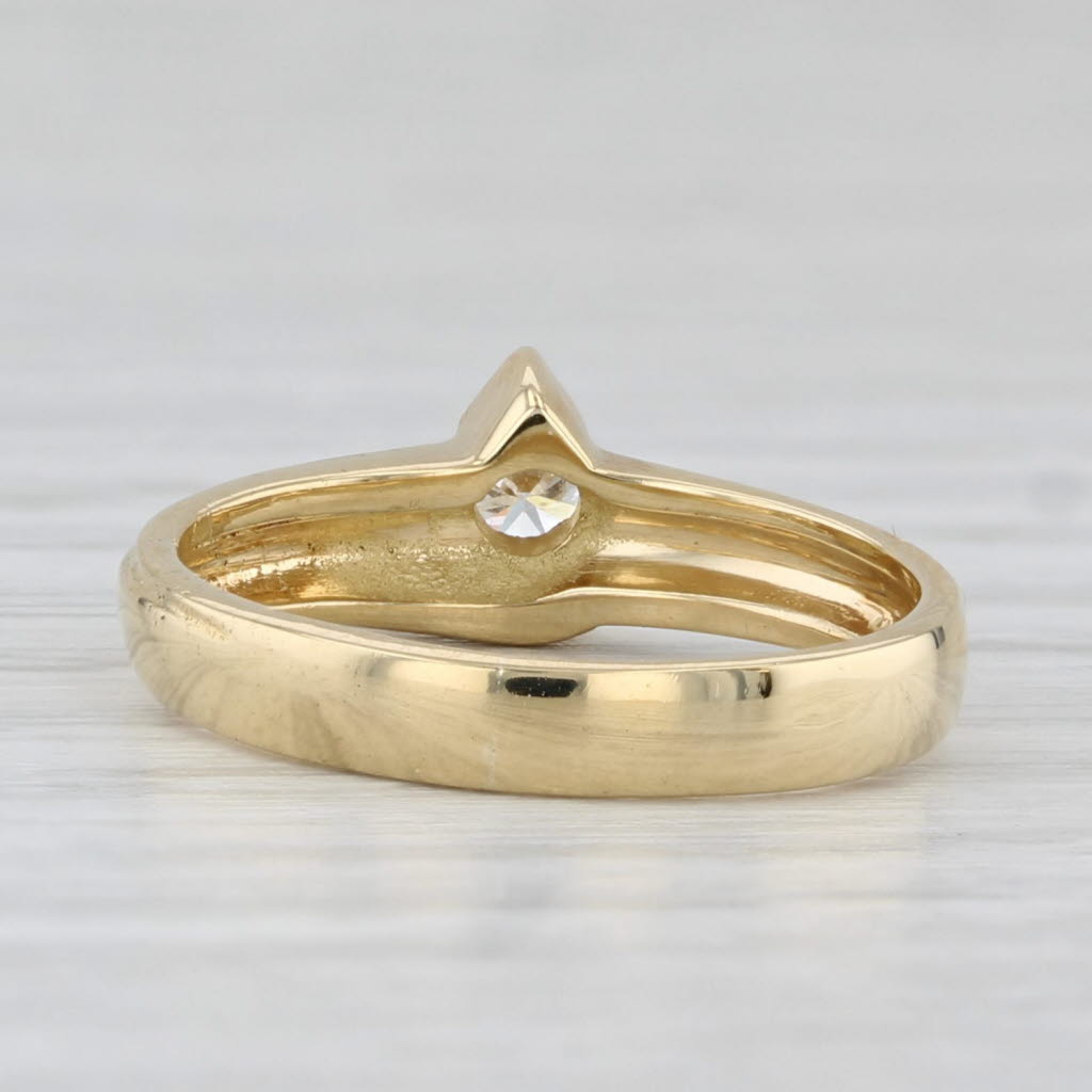 0.18ct Round Diamond Solitaire Ring 18k Yellow Gold Bypass Size 4