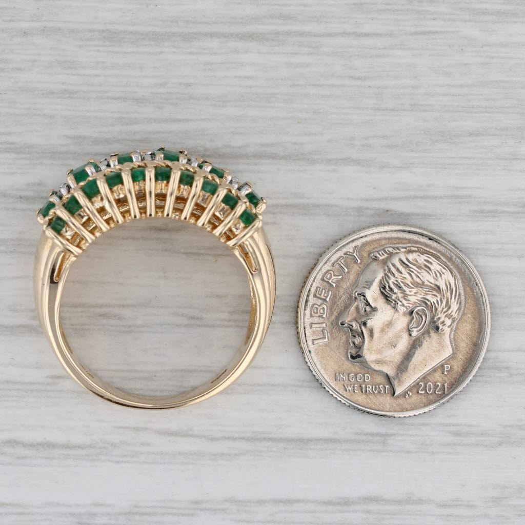 1.55ctw Emerald Diamond Multiband Ring 10k Yellow Gold Size 7.25 Cocktail