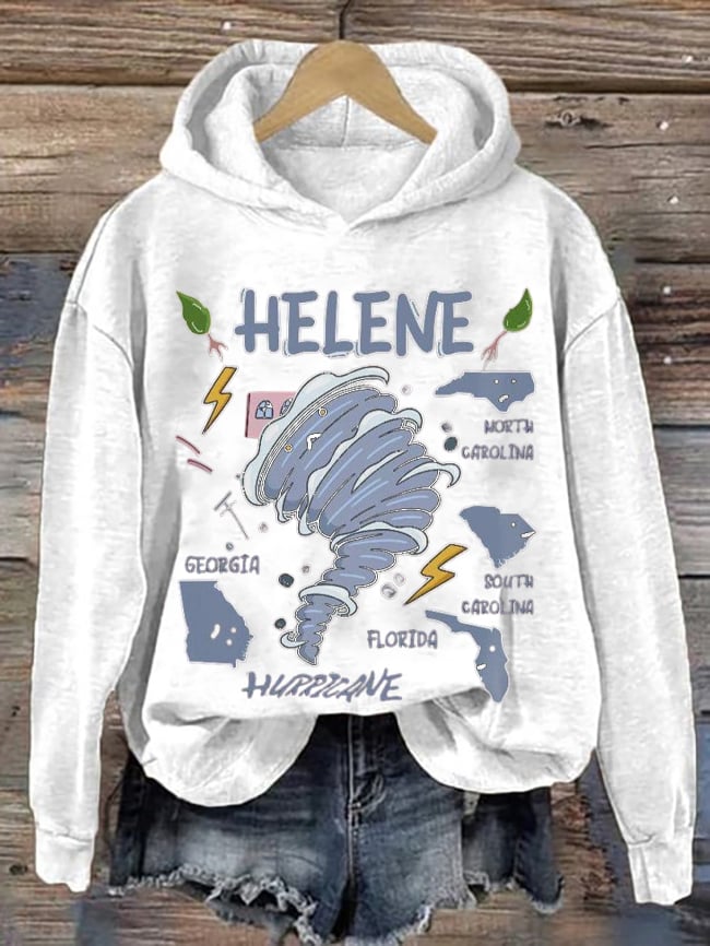 Women's Hurricane Helene Printed Casual Hoodie