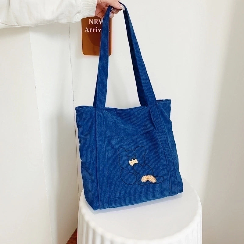 Women's All Seasons Corduroy Solid Color Basic Square Zipper Shoulder Bag