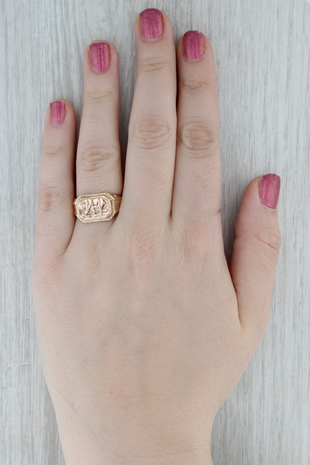 Native Sons of the Golden West Signet Ring 10k Yellow Rose Gold Size 9.15