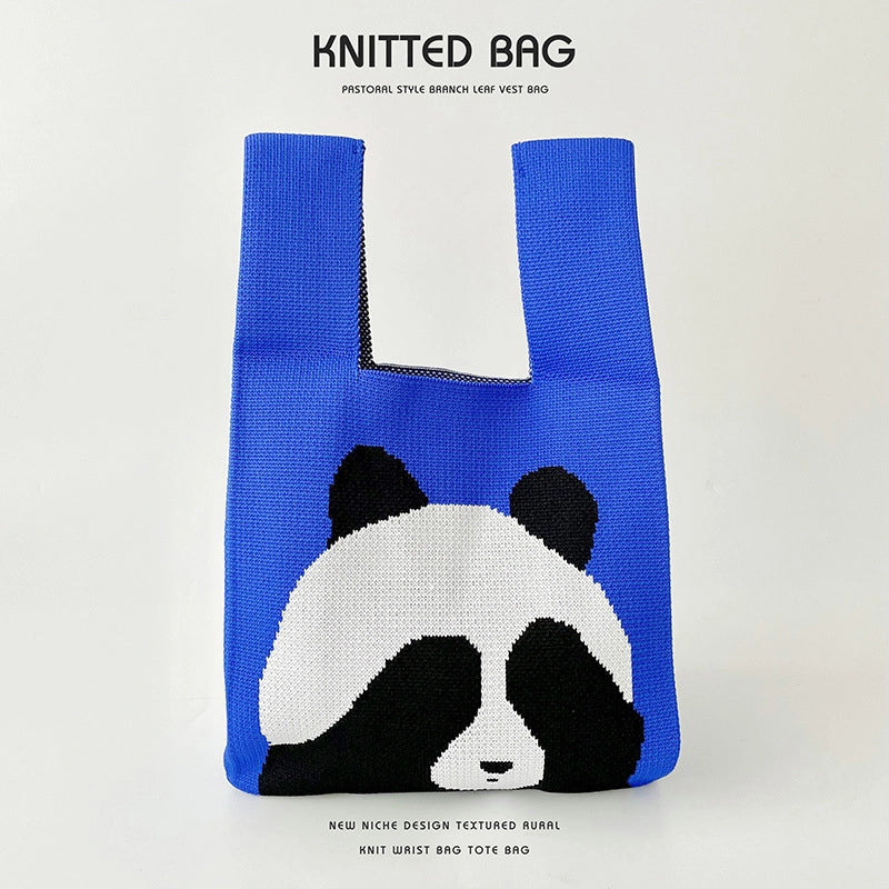 Women's Medium Knit Animal Cute Basic Open Handbag