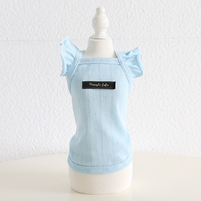 Breathable Cotton Ruffled Sleeves Dog Cat Vest