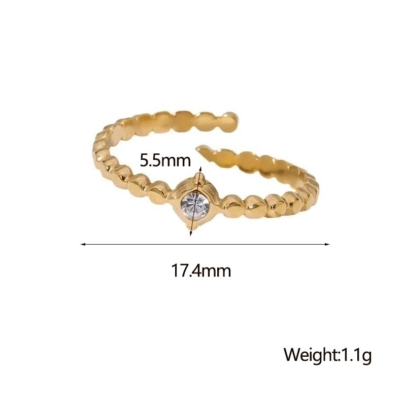 Casual Minimalist Geometric 304 Stainless Steel Hollow Out Inlay Open Rings