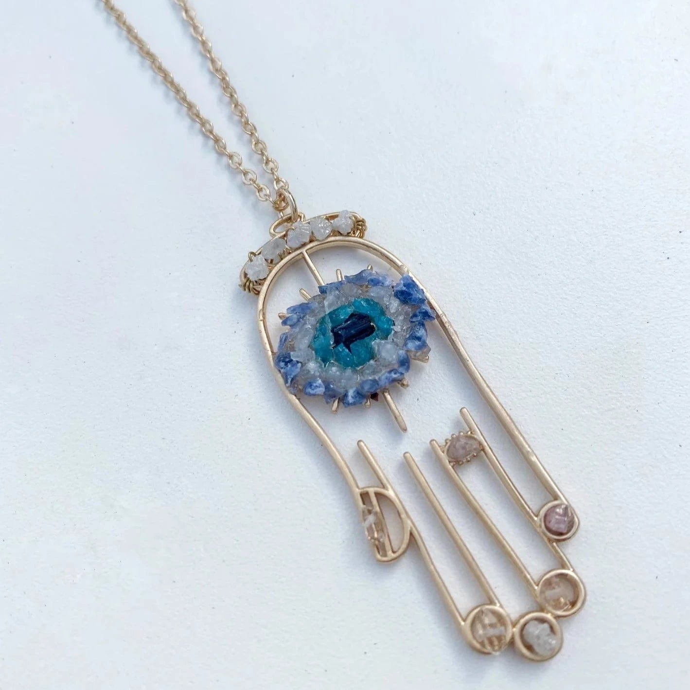 Healing Crystal Hamsa Necklace