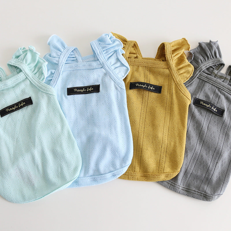 Breathable Cotton Ruffled Sleeves Dog Cat Vest