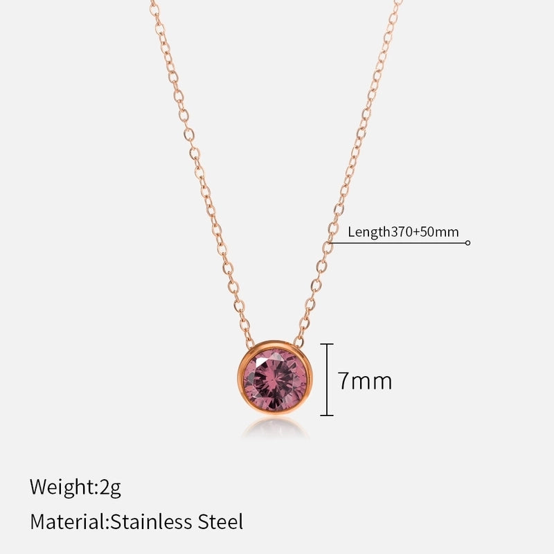 Minimalist Round 304 Stainless Steel Rhinestones Plating Stainless Steel Necklaces