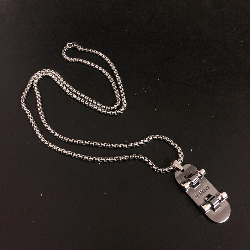 Steel Skateboard Necklace