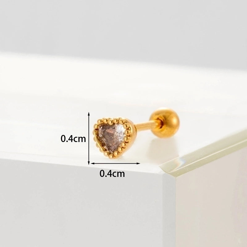 Ear Cartilage Rings & Studs Minimalist Heart Copper Plating Artificial Gemstones