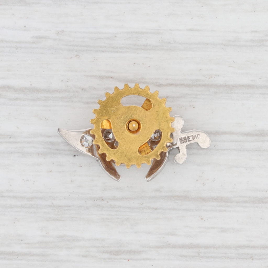 0.10ctw Diamond Shriners Pin Palladium Masonic Scimitar Crescent