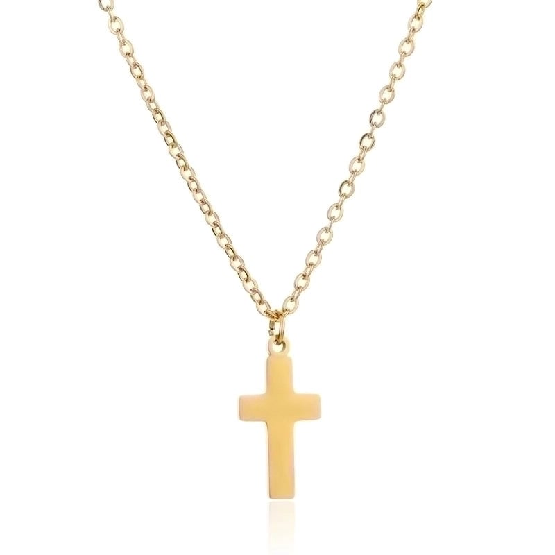 Minimalist Cross Titanium Steel 18K Gold Plated Plating Pendant Necklace