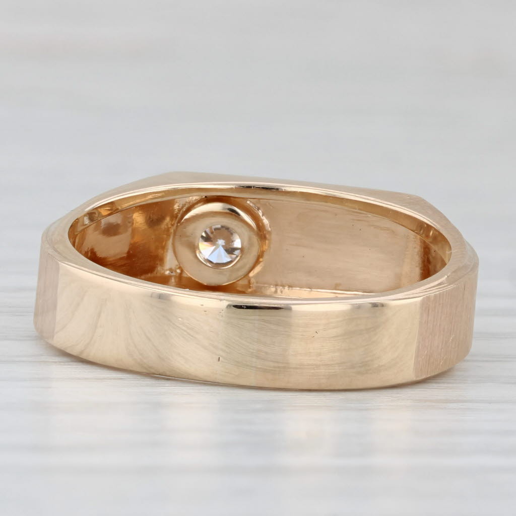 0.20ct Diamond Solitaire Men's Ring 14k Yellow Gold Size 11.5 Band Wedding