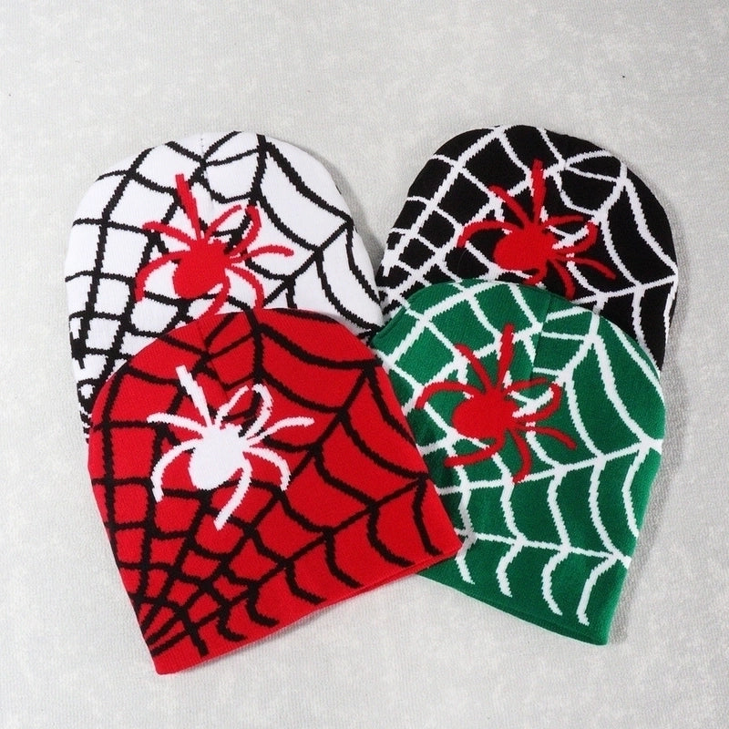 Unisex Hip-Hop Vintage Style Spider Spider Web Eaveless Wool Cap