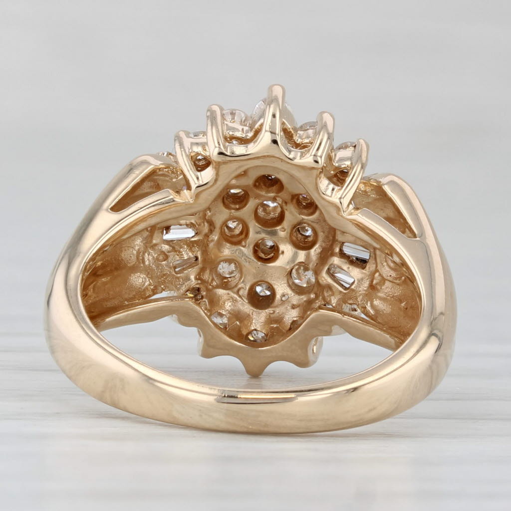 1ctw Diamond Cluster Ring 14k Yellow Gold Size 5