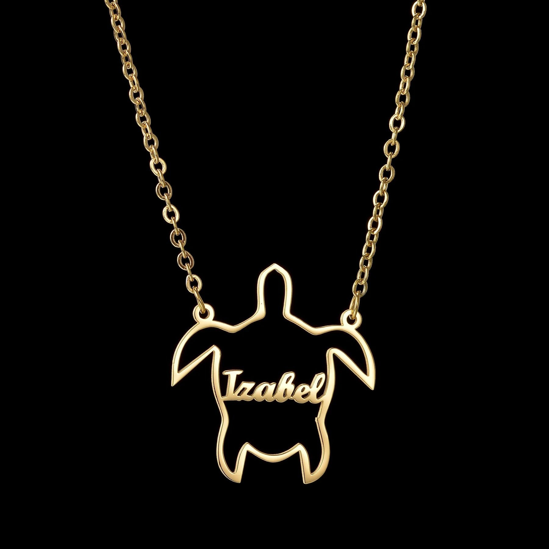 Custom Animal Outline Pendant Necklace With Name Design
