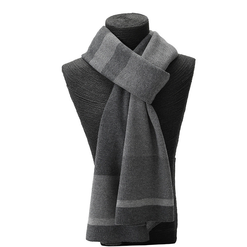 Men's Scarf Winter Warm Plaid Thickened Business Knitted Cashmere Thick Scarf Fashionable Scarf