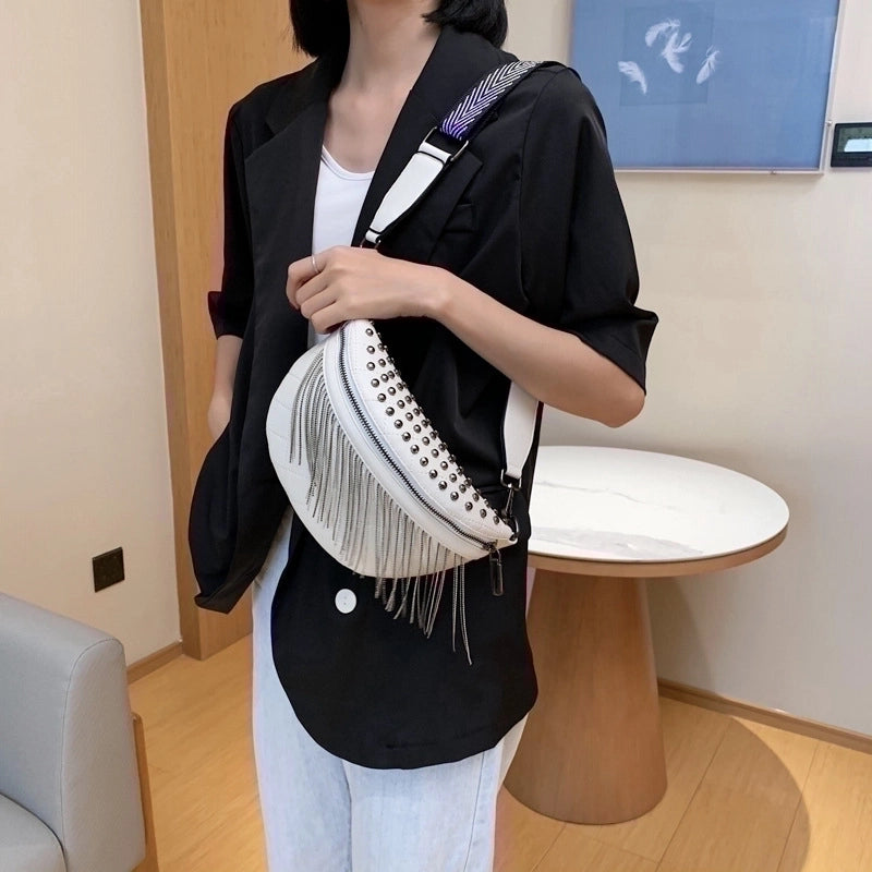 Women's Streetwear Stripe Pu Leather Waist Bags