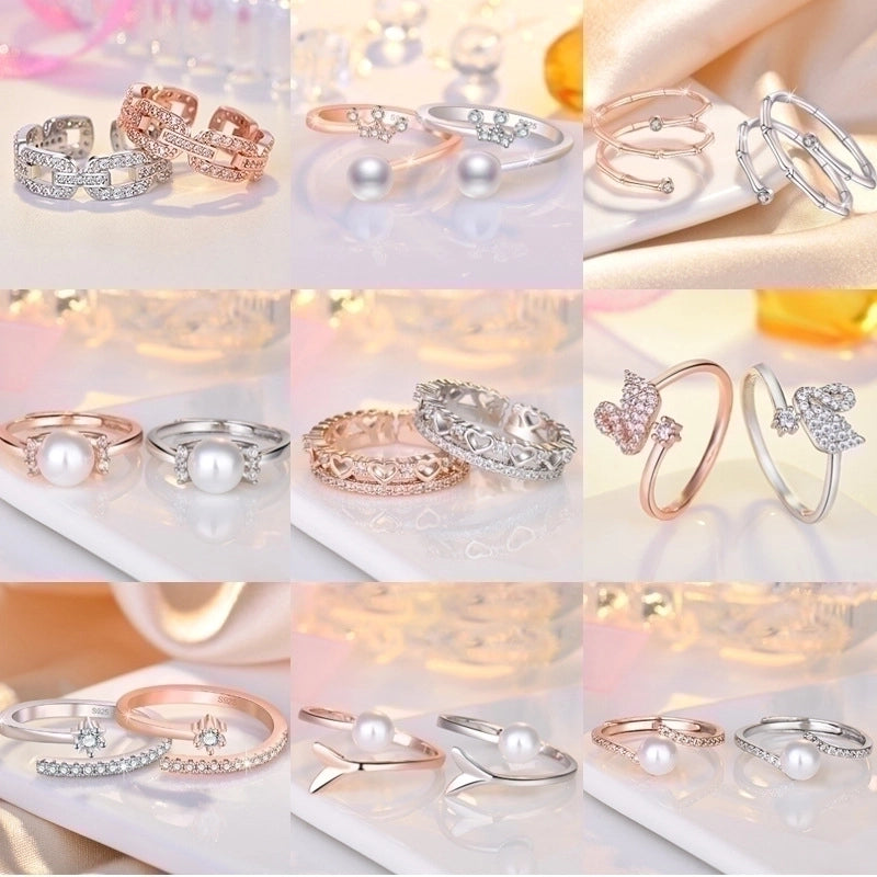 Minimalist Solid Color Copper Plating Inlay Artificial Diamond Rings 1 Piece