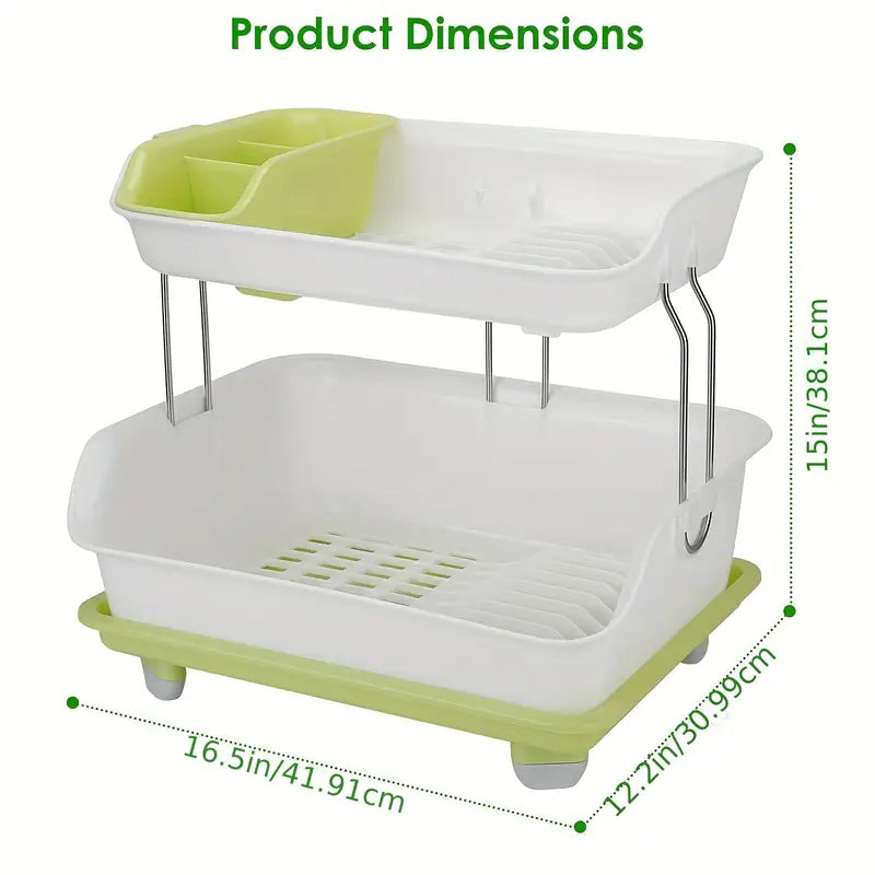 Double Layer Simple Dish Rack.Kitchen Shelf Dish Drain Rack
