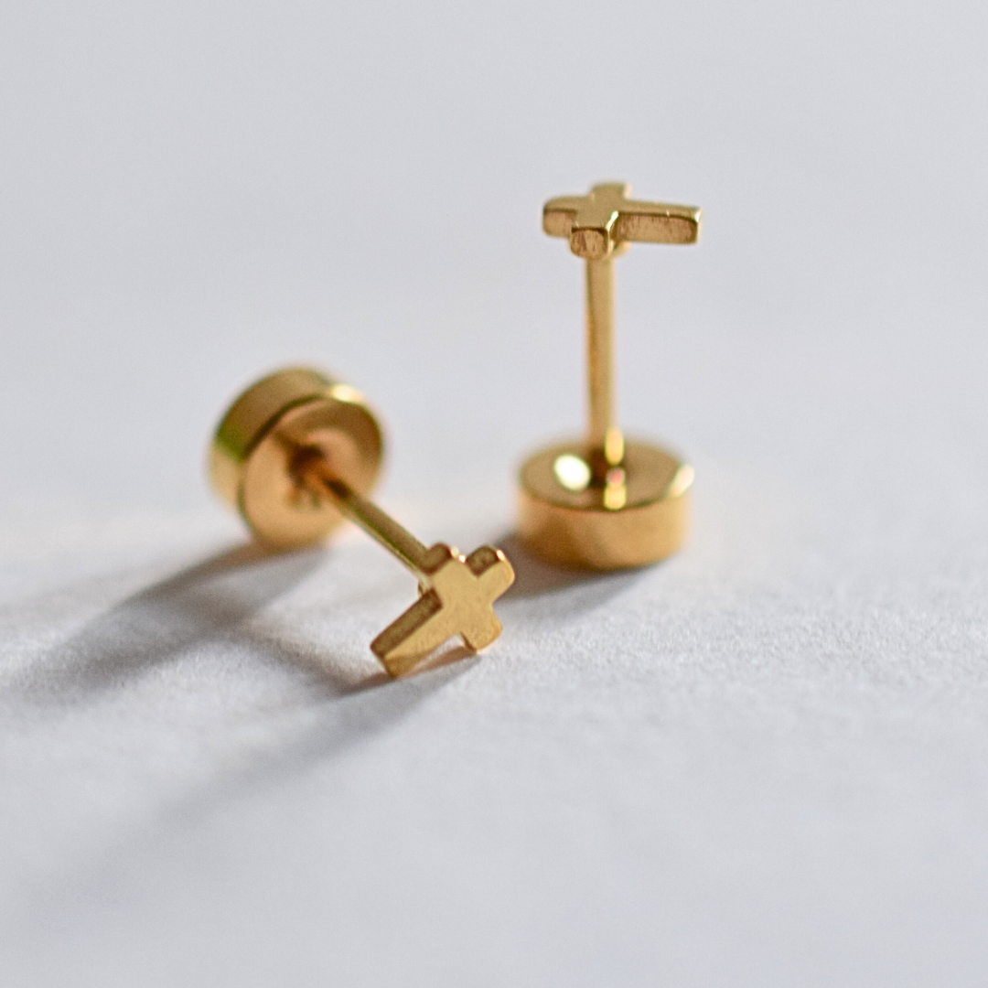 Tiny cross studs - Silver
