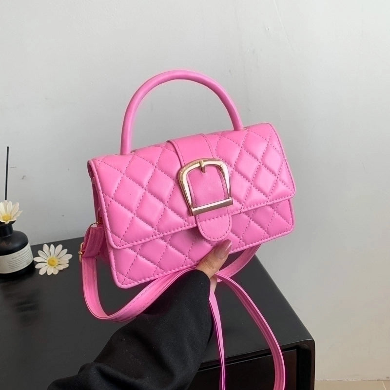 Women's Small Pu Leather Solid Color Elegant Magnetic Buckle Handbag