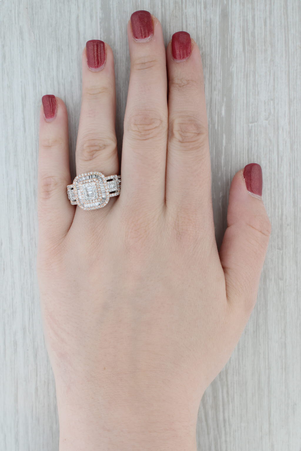 2.43ctw Diamond Halo Ring 10k Rose Gold Size 10