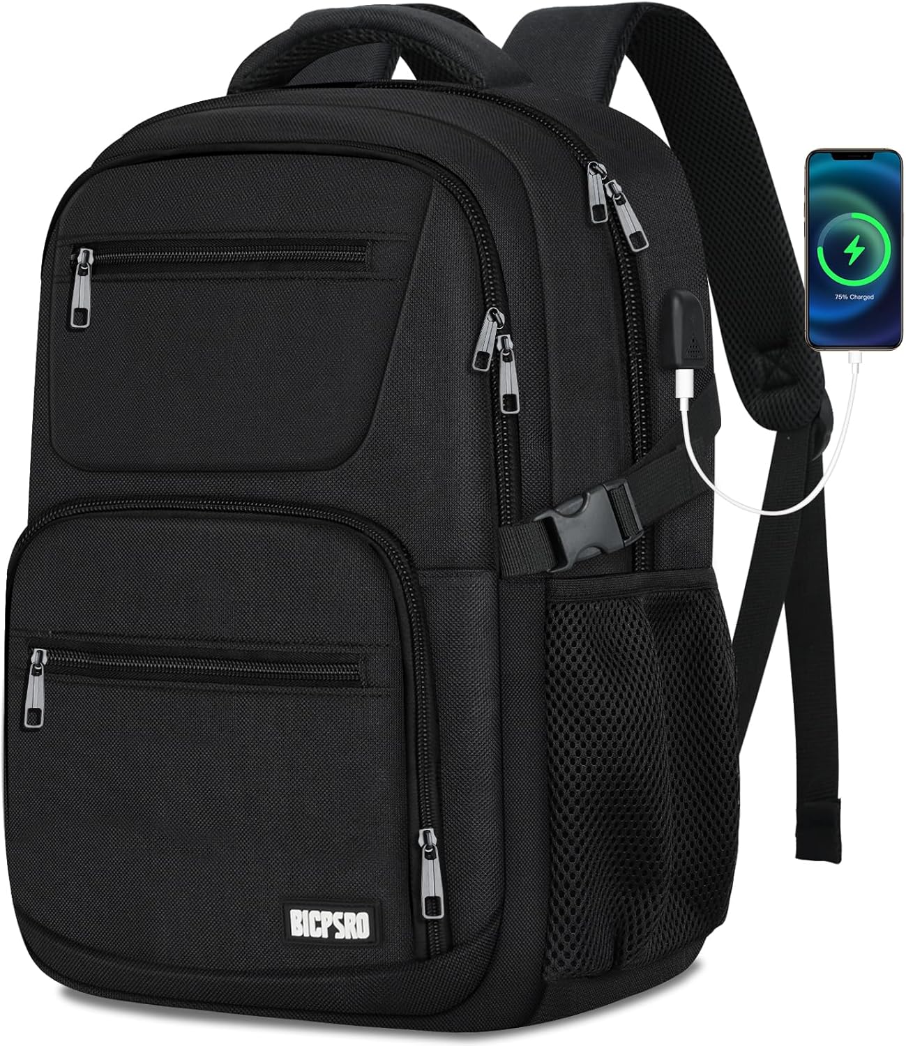 Black backpack for school, School Backpack for boys teens, Backpacks for men, College high middle school bookbag Fits15.6 Inch Laptop with USB Charging Port, Boys backpack, Book bag