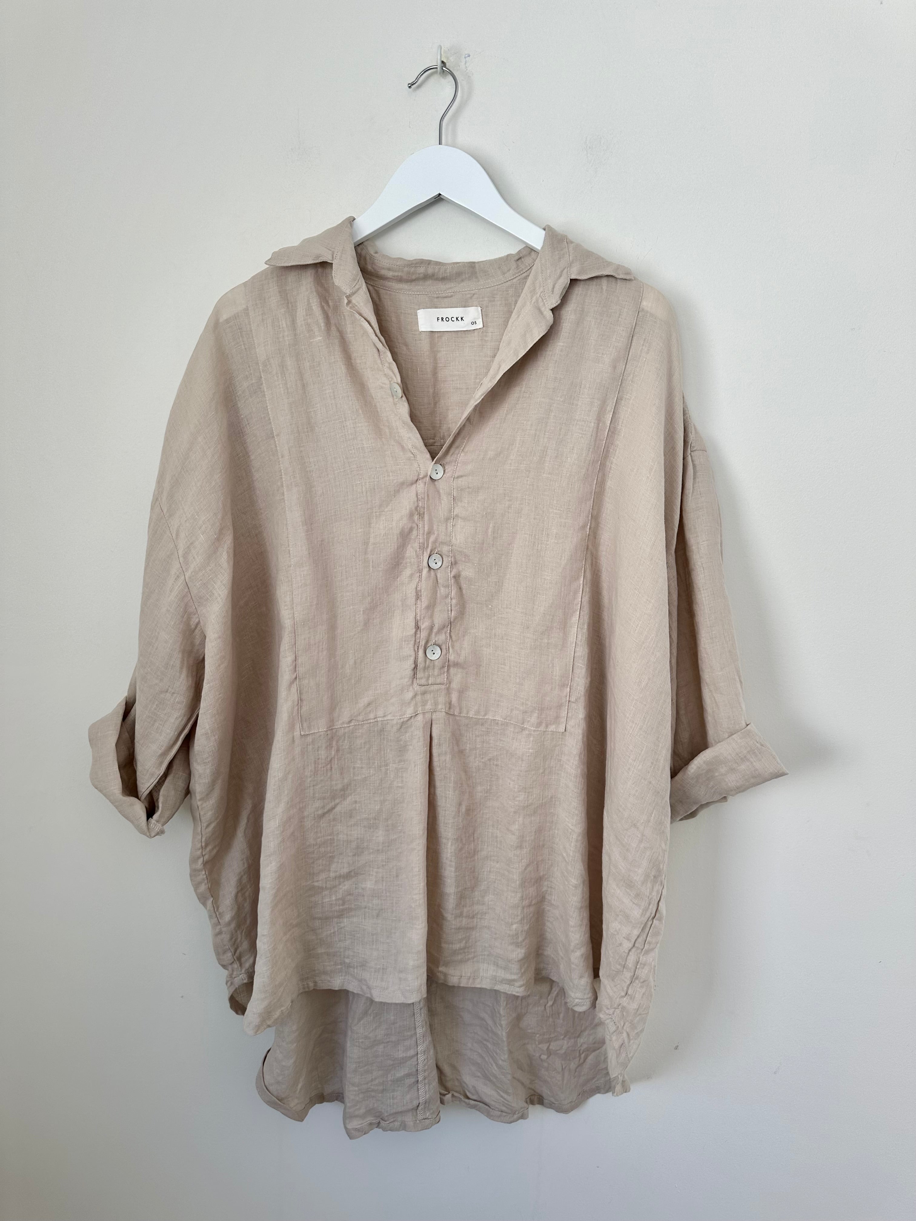 megan shirt - almond linen